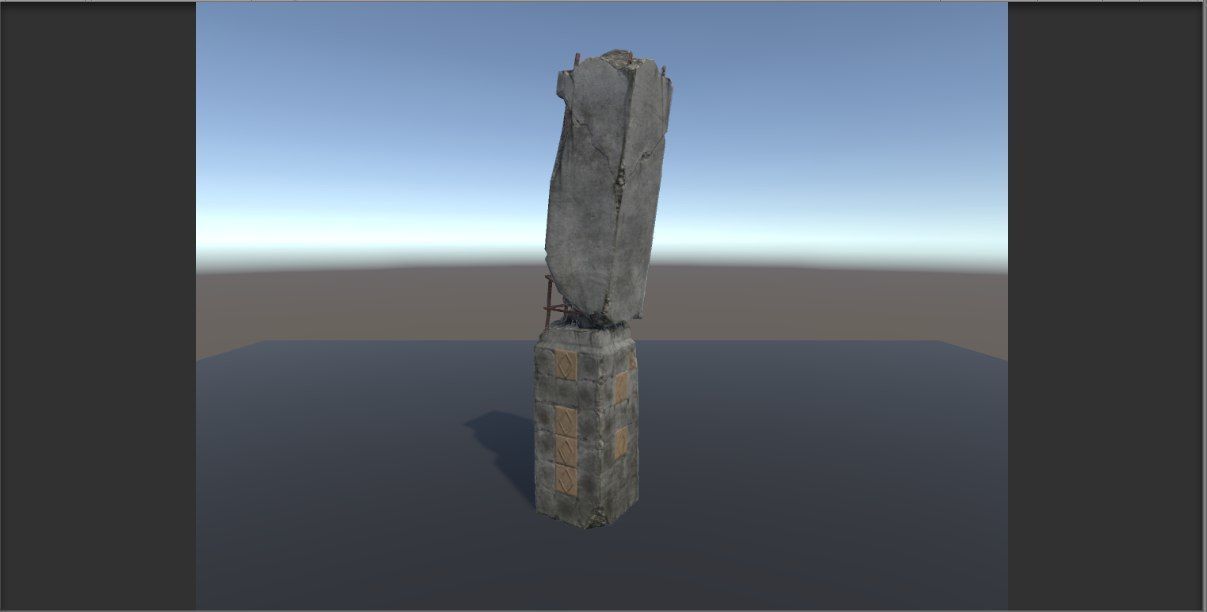 Broken pillar LowPoly model Low-poly 3D model_2