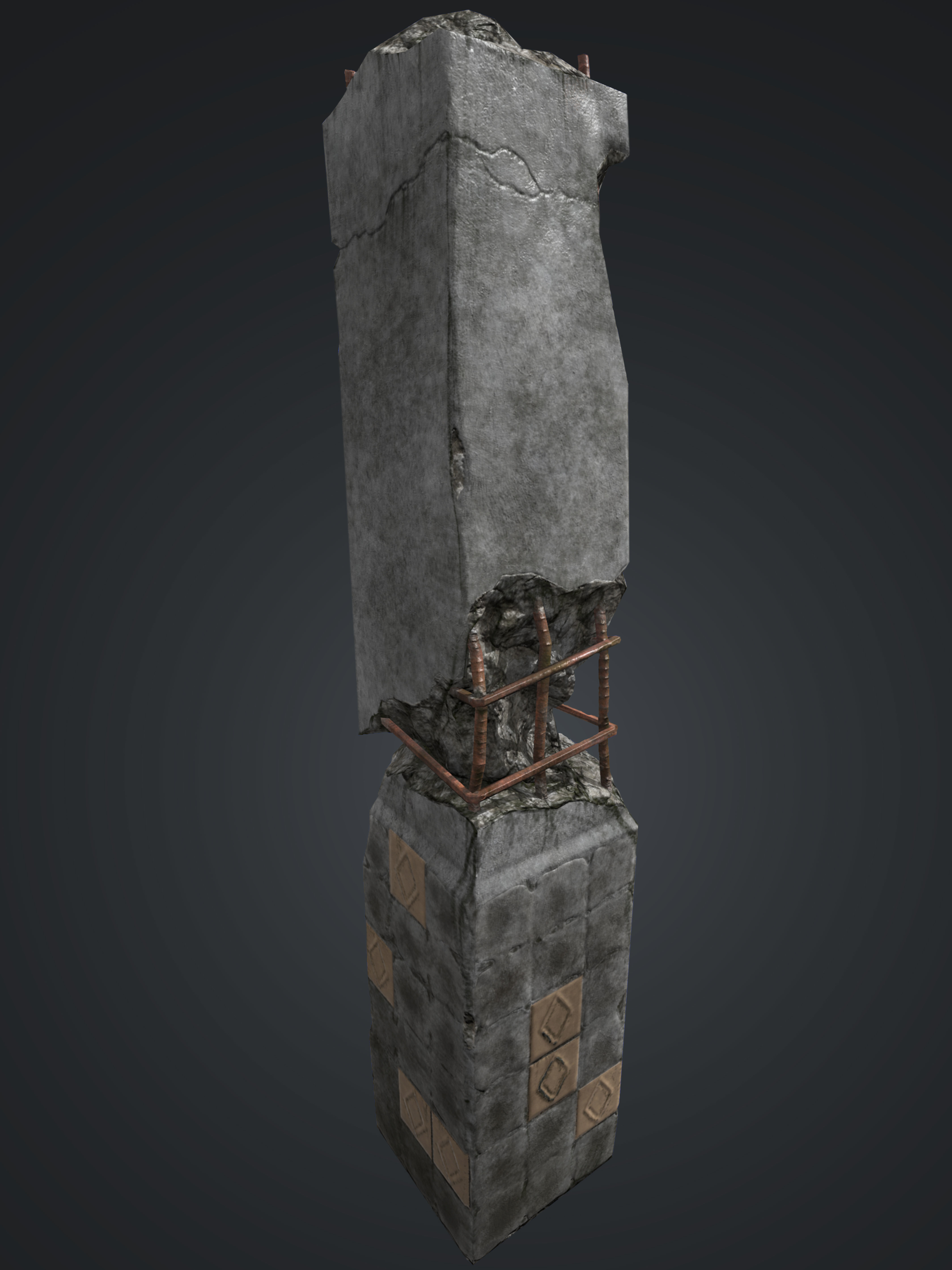 Broken pillar LowPoly model Low-poly 3D model_6