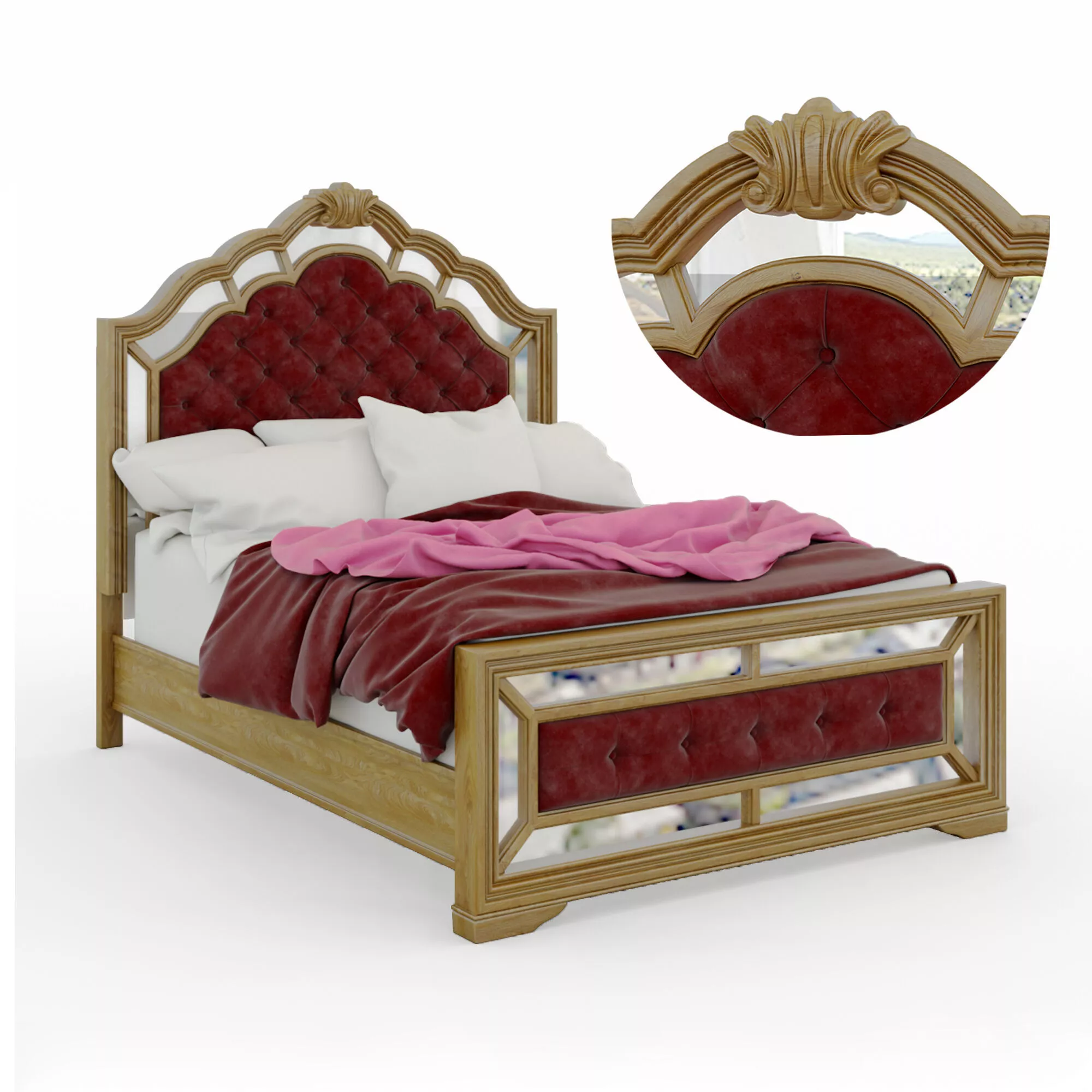 Birlanny Silver Queen Upholstered Panel Bed 3D model