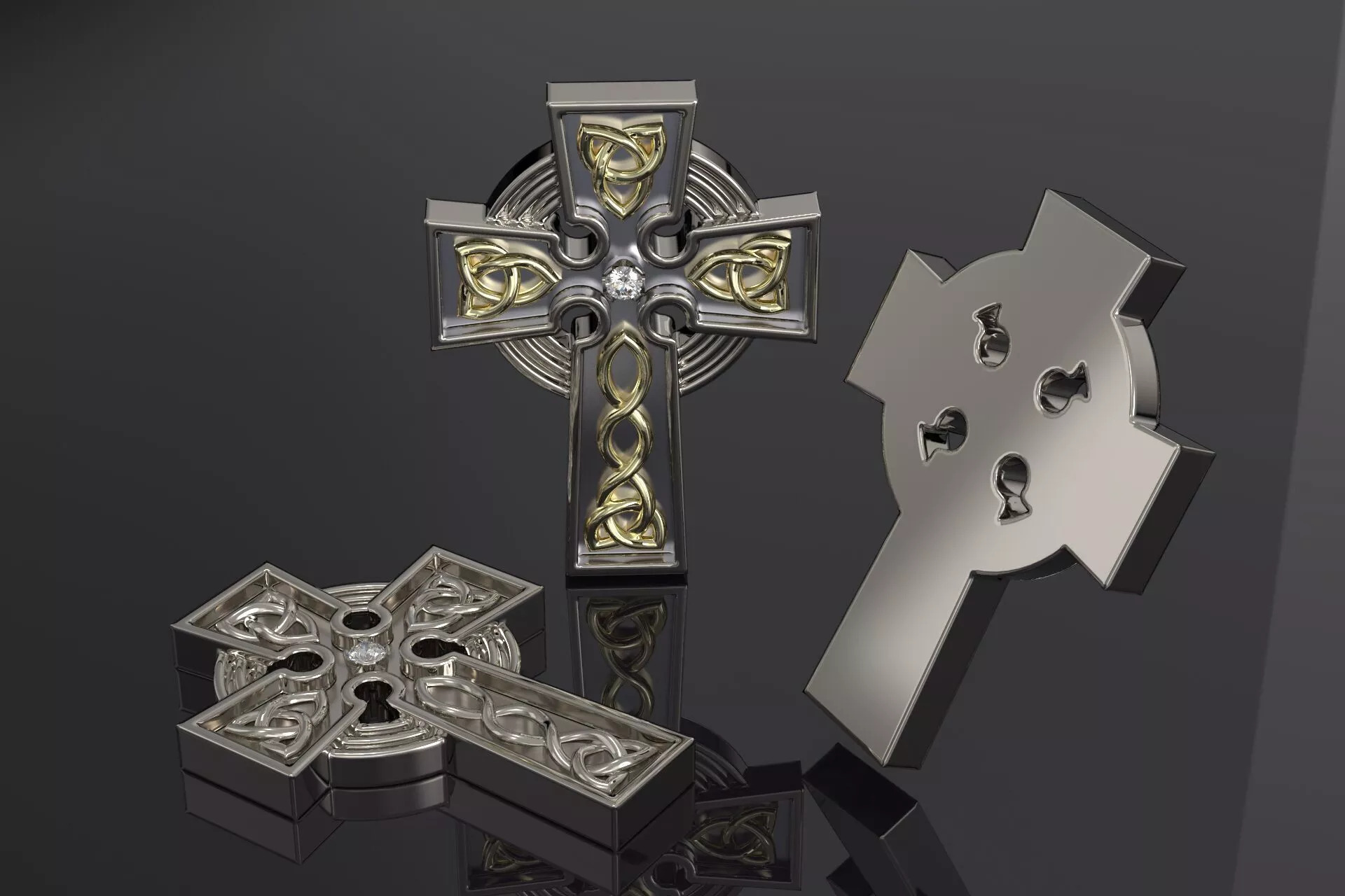 Cross three celtic crosses Free 3D print model