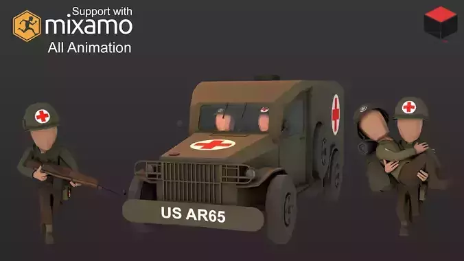 WW2 US Medic Low-poly 3D model