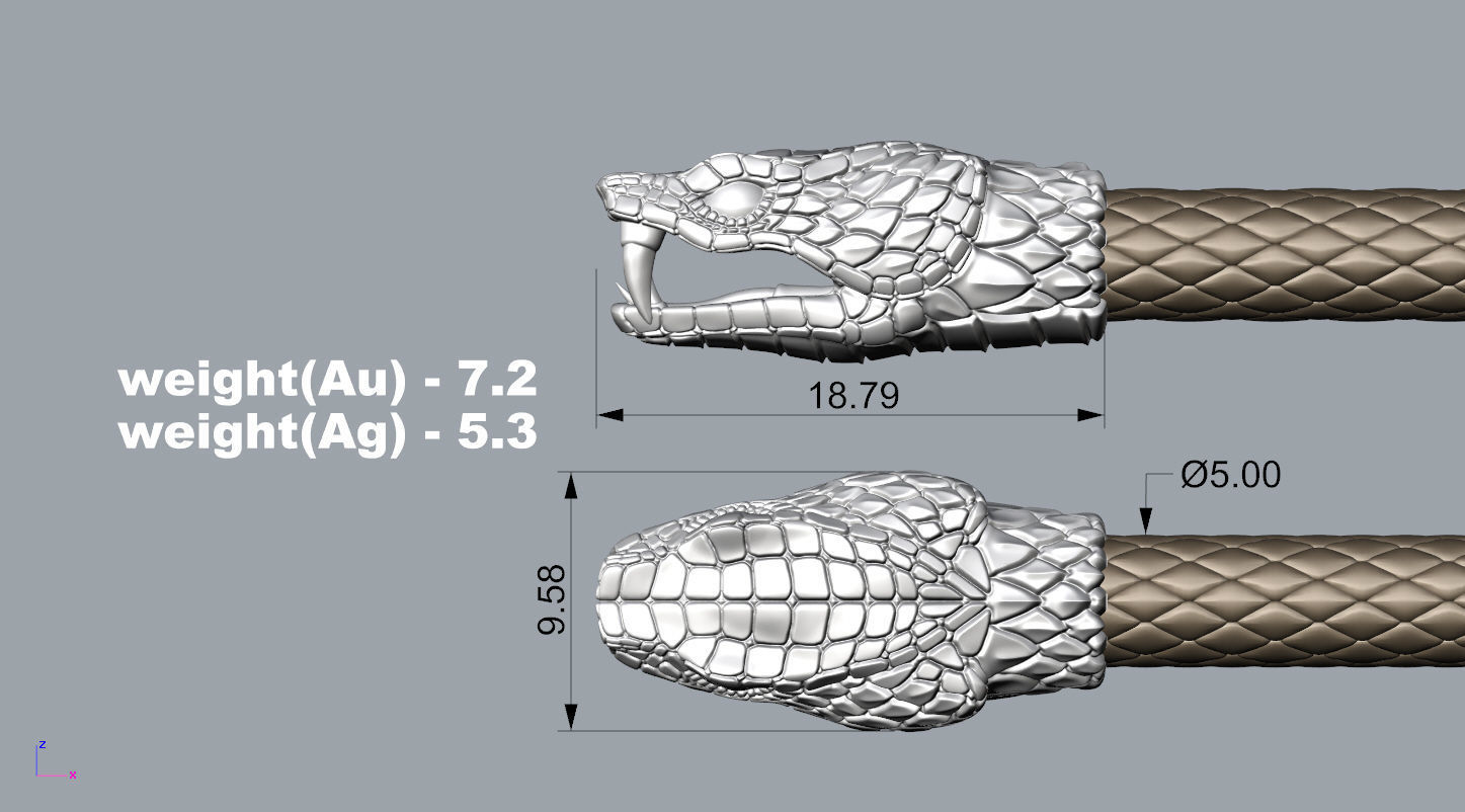 End pieces for bracelets Snake 5 mm 3D print model_4