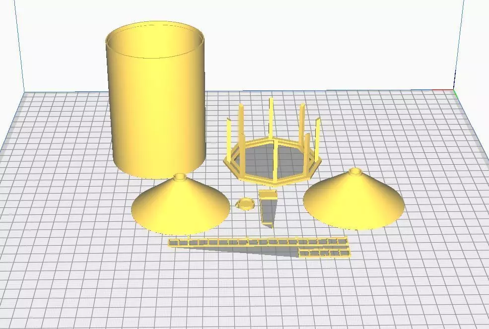 hopper bottom grain bin 3D print model_0