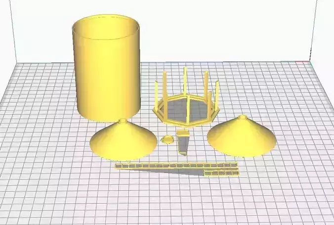 hopper bottom grain bin 3D print model