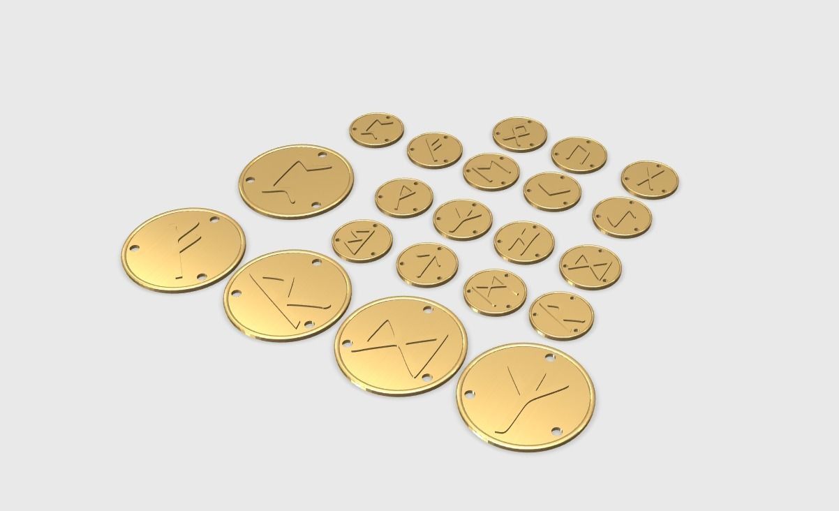 Freya belt buckle and coins from God of War 3D print model_4