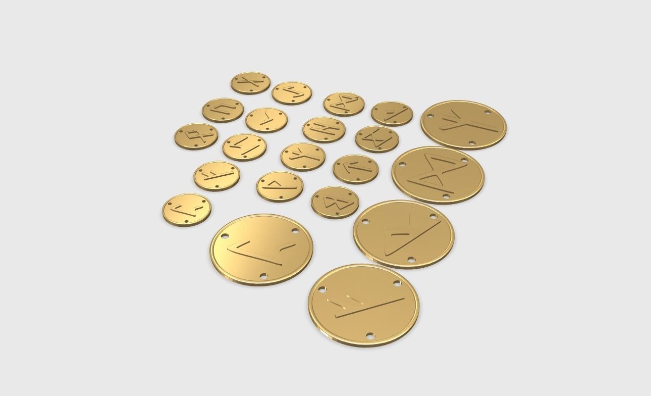 Freya belt buckle and coins from God of War 3D print model_5