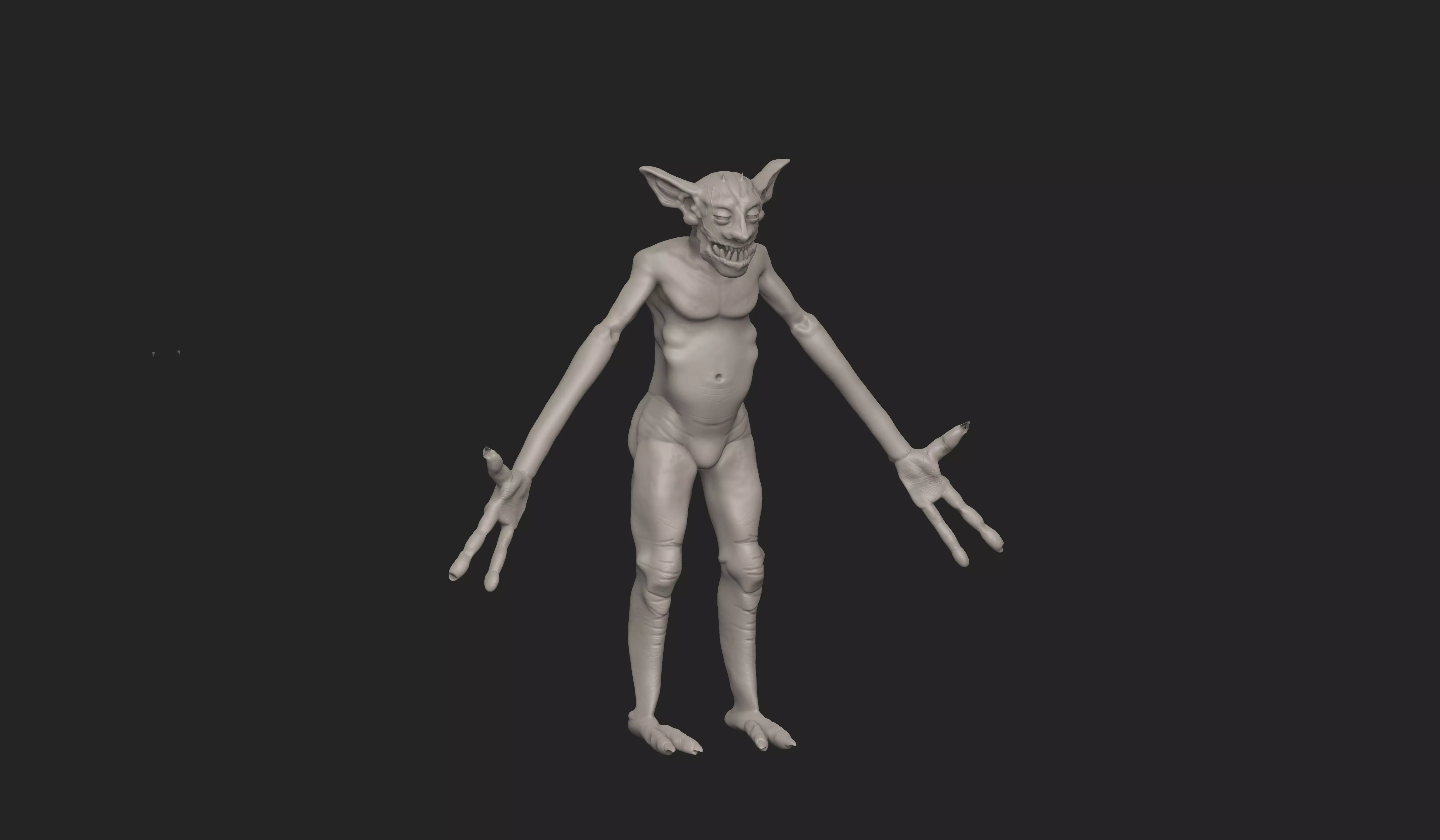 Goblin humanoid creature Low-poly 3D model_0
