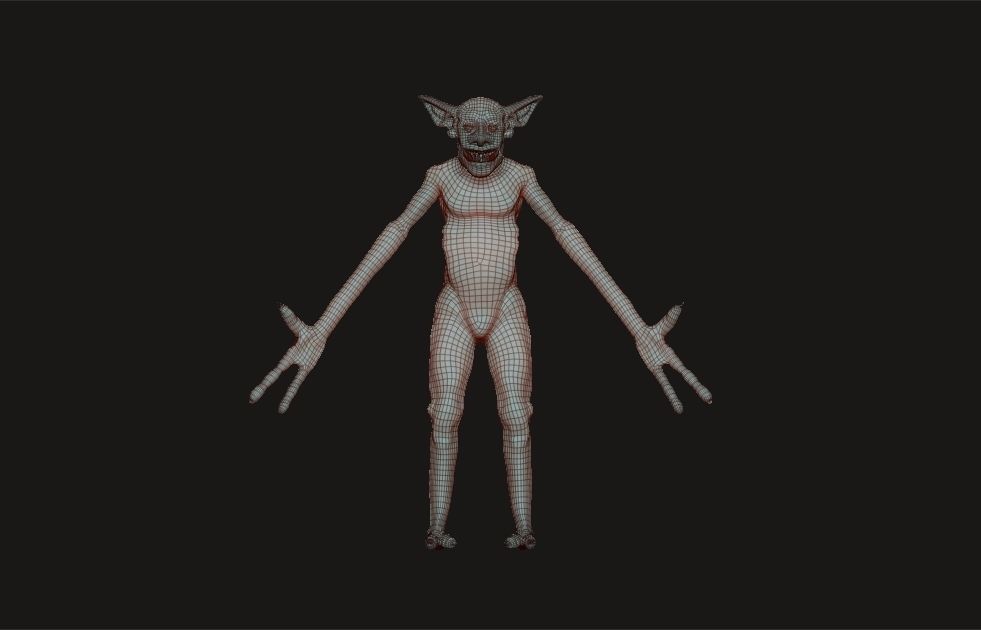 Goblin humanoid creature Low-poly 3D model_1