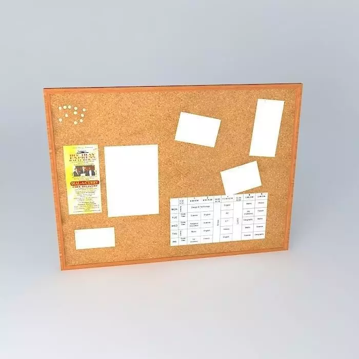Cork Pin board  Low-poly 3D model_0