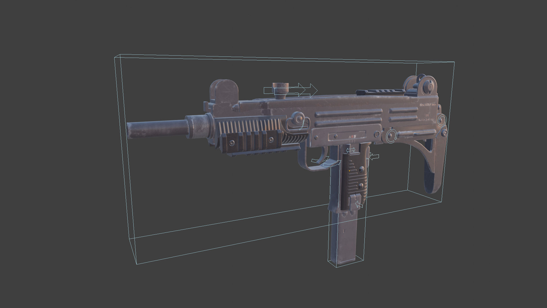 Uzi Sub Machine Gun Low-poly 3D model_8