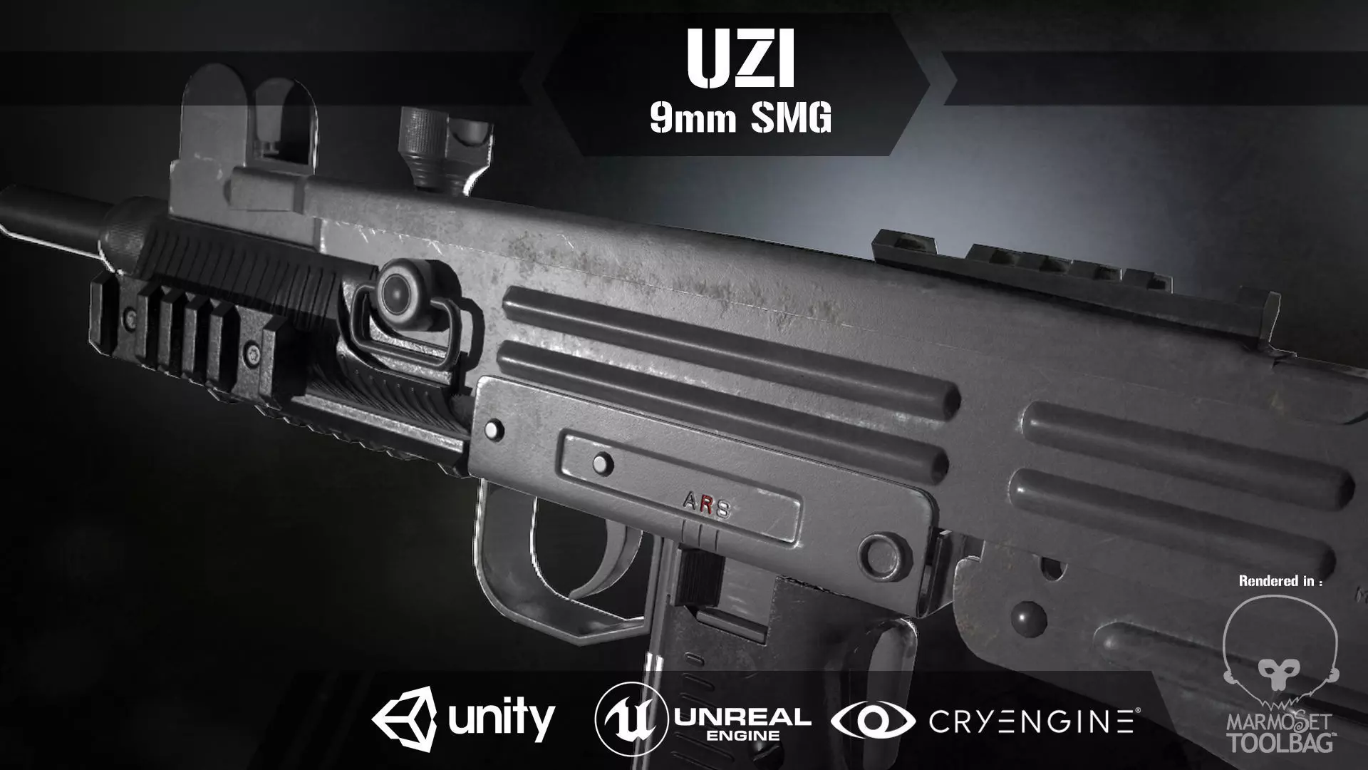 Uzi Sub Machine Gun Low-poly 3D model_0