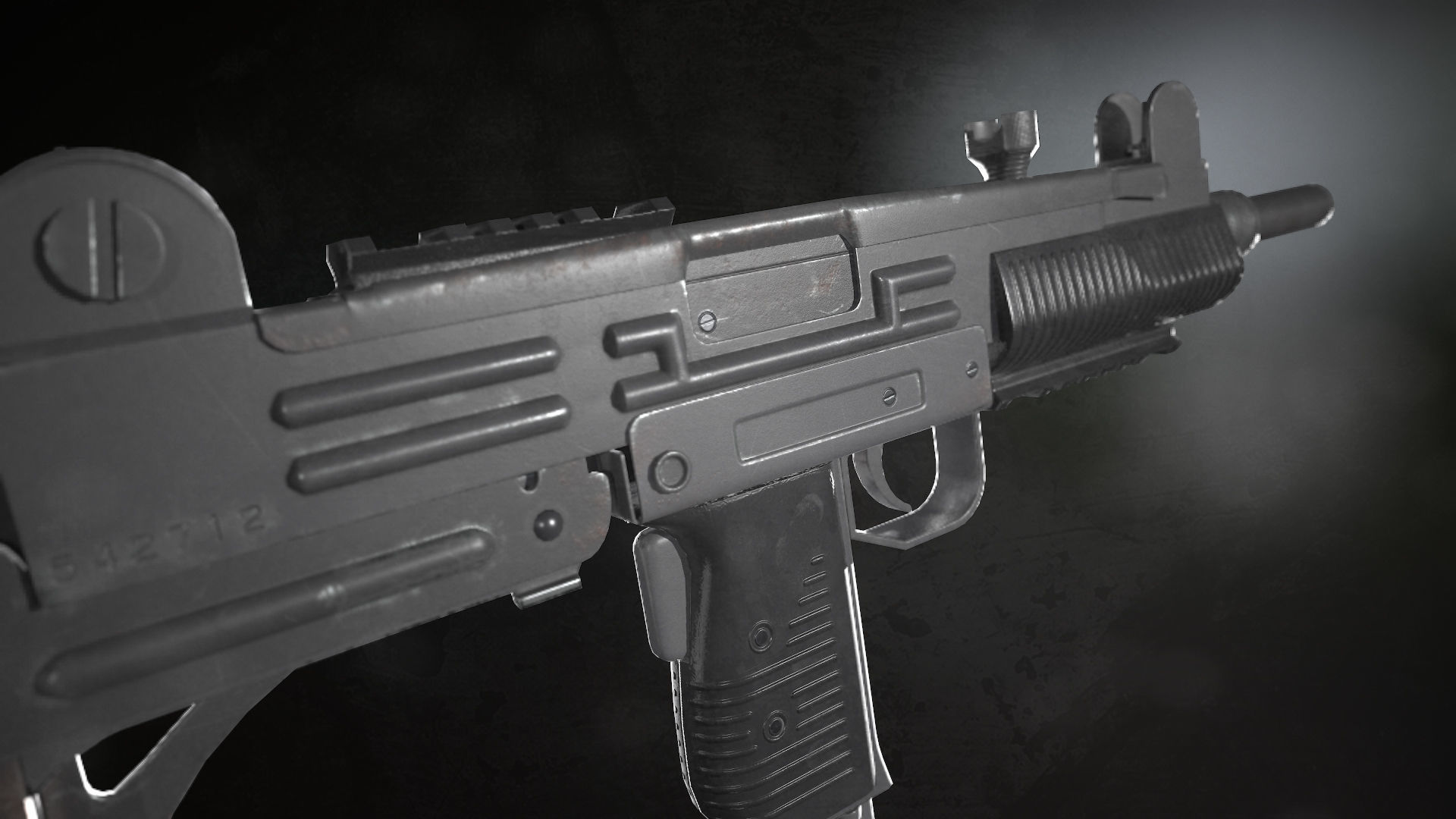 Uzi Sub Machine Gun Low-poly 3D model_2