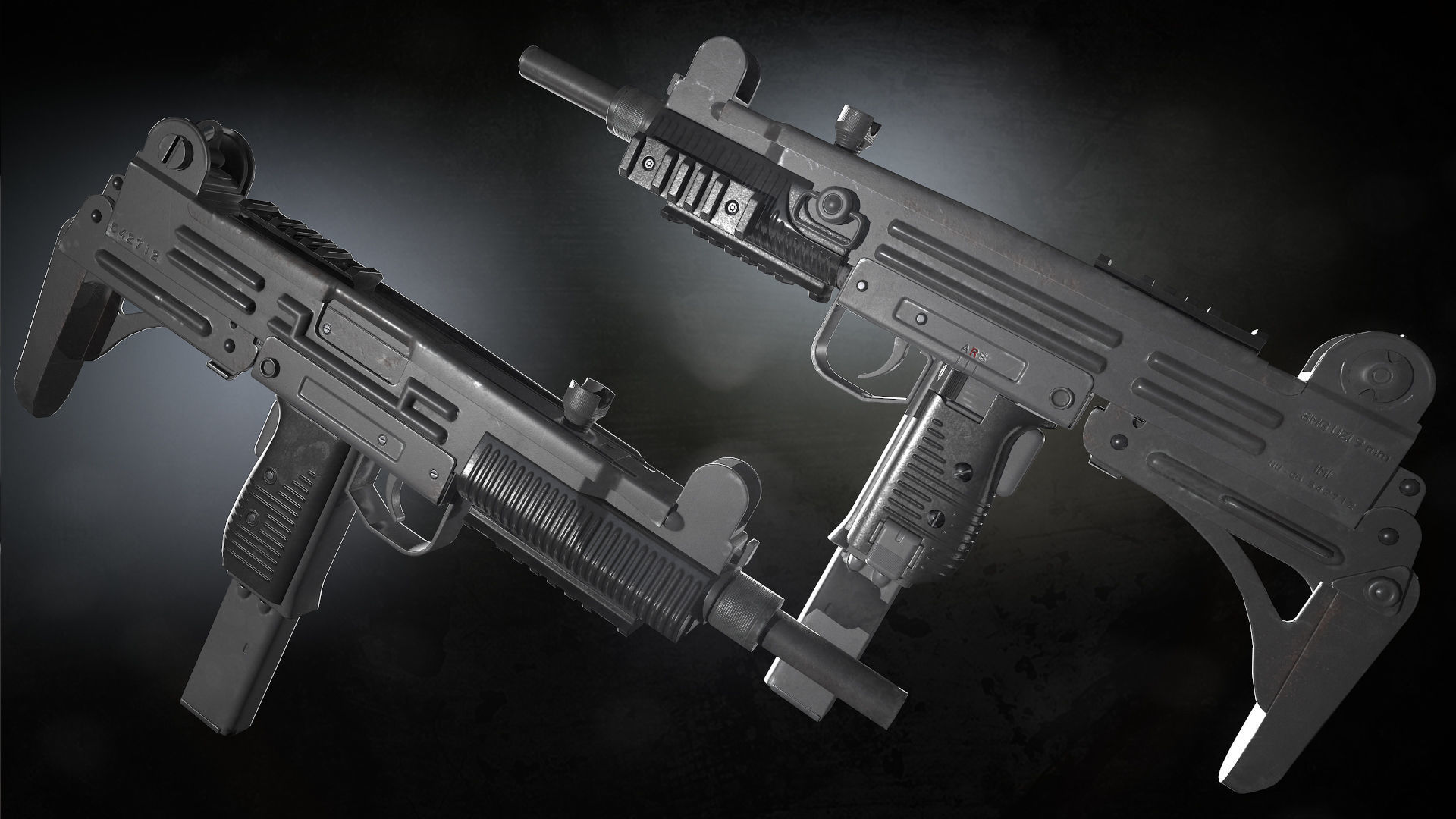 Uzi Sub Machine Gun Low-poly 3D model_4