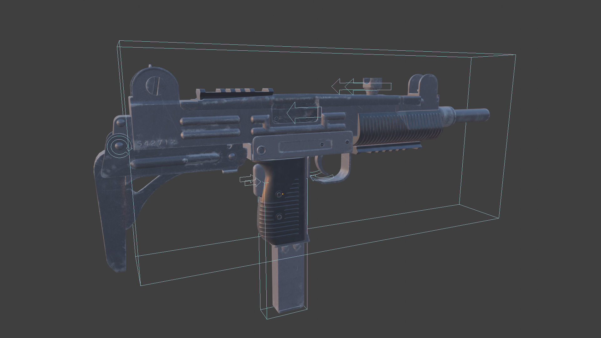 Uzi Sub Machine Gun Low-poly 3D model_9