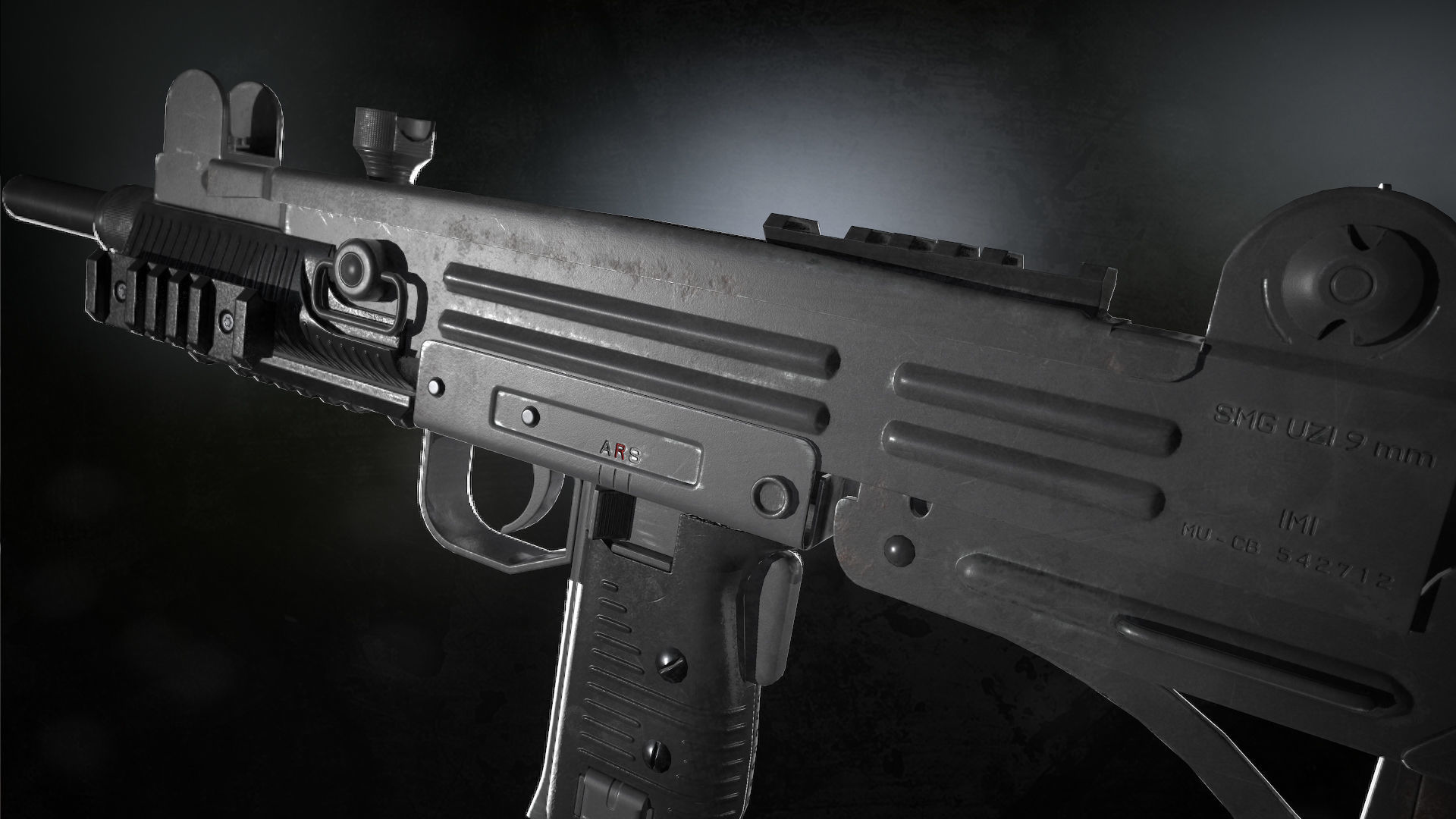 Uzi Sub Machine Gun Low-poly 3D model_3