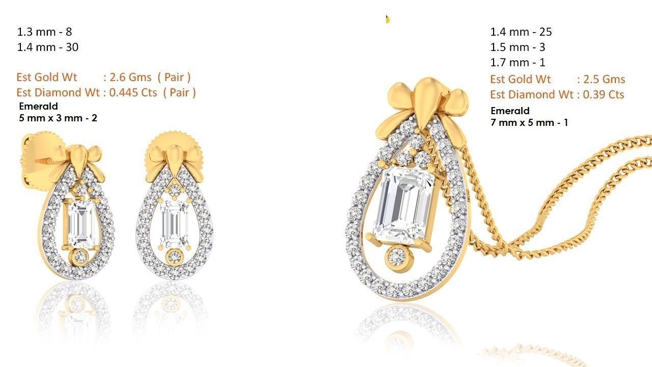 Women pendant-earrings set 3dm mgx render detail 3D print model 3D print model_8