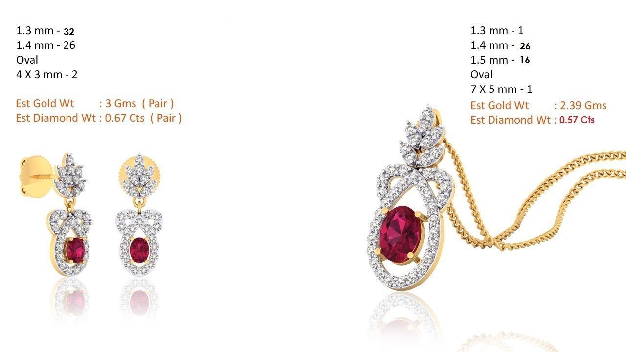 Women pendant-earrings set 3dm mgx render detail 3D print model 3D print model_8