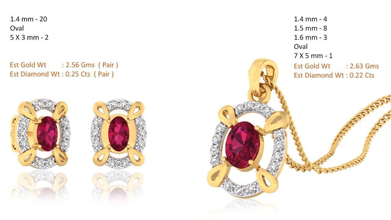 Women pendant-earrings set 3dm mgx render detail 3D print model 3D print model_8