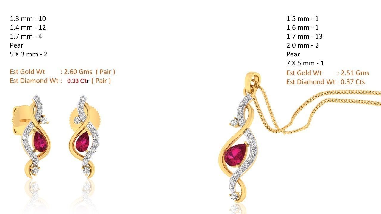 Women pendant-earrings set 3dm mgx render detail 3D print model 3D print model_8