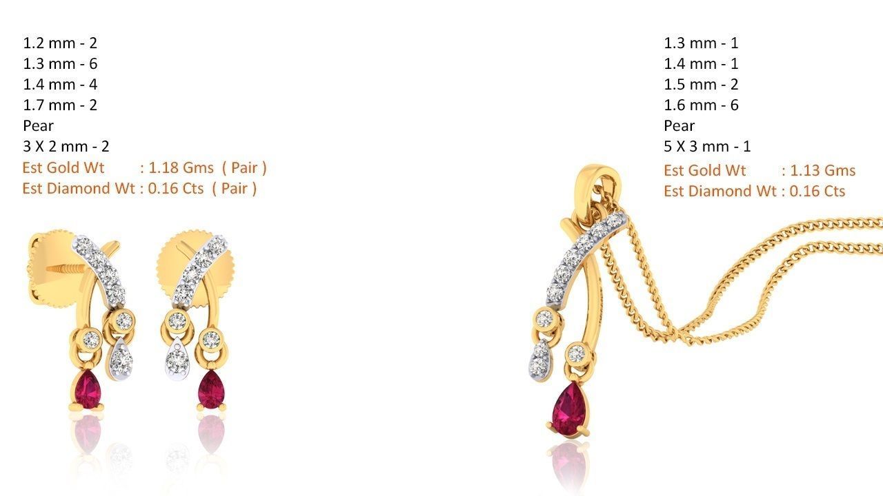 Women pendant-earrings set 3dm mgx render detail 3D print model 3D print model_1