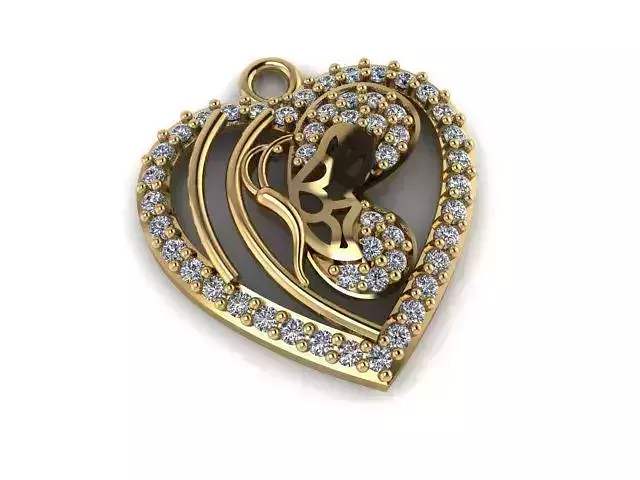 PENDANT gold heart with diamonds