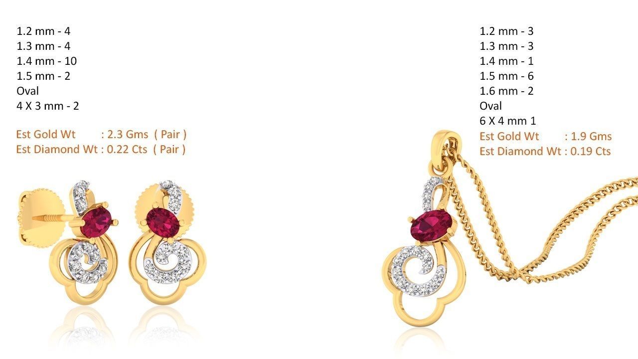 Women pendant-earrings set 3dm mgx render detail 3D print model 3D print model_1