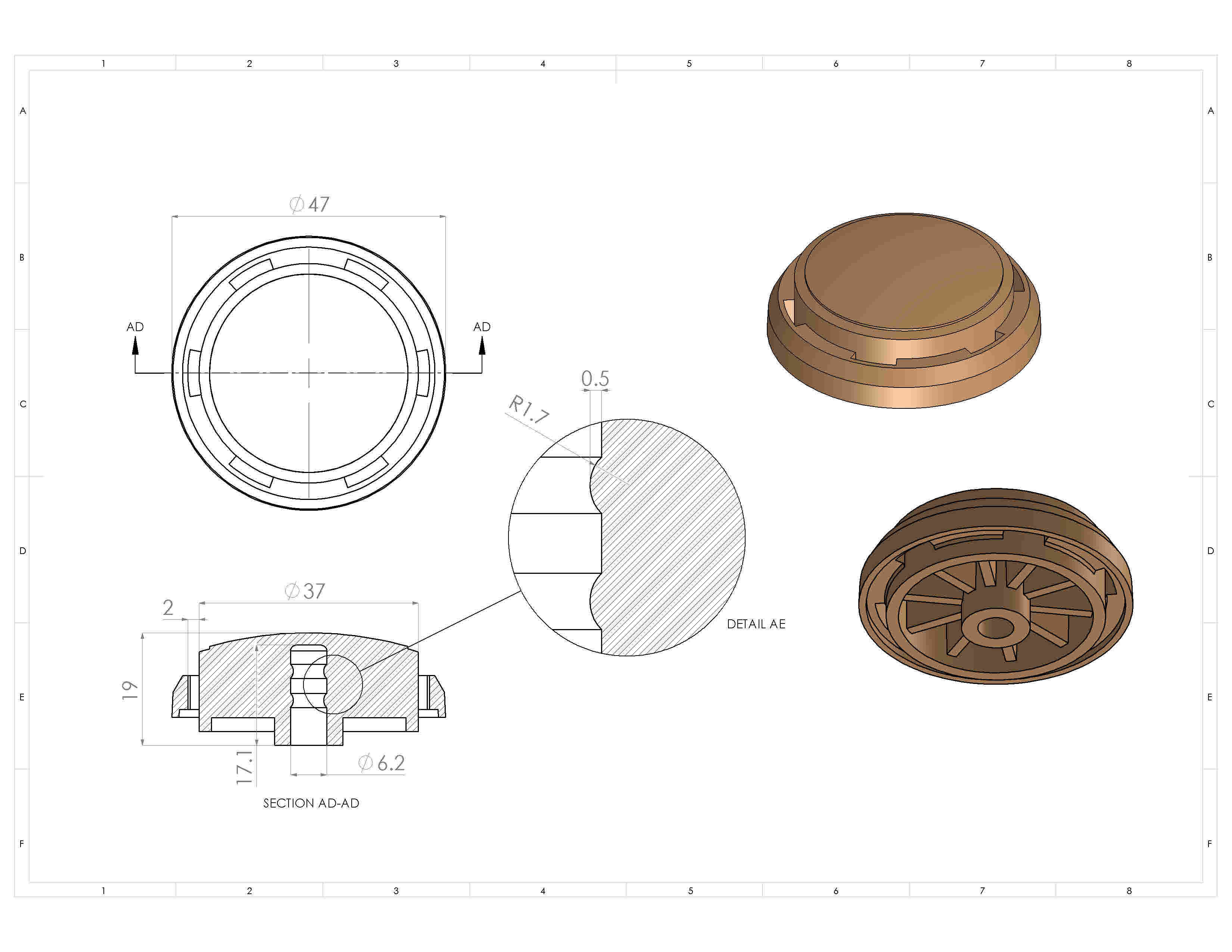 2 INCH OFFICE CHAIR CASTER WHEEL 3D model_4