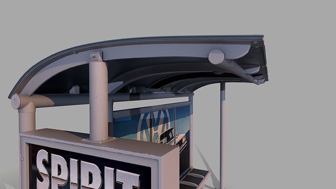 Bus Shelter PBR Low-poly 3D model 6