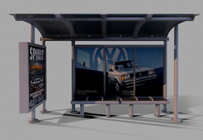 Bus Shelter PBR Low-poly 3D model 2