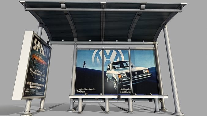 Bus Shelter PBR Low-poly 3D model 7