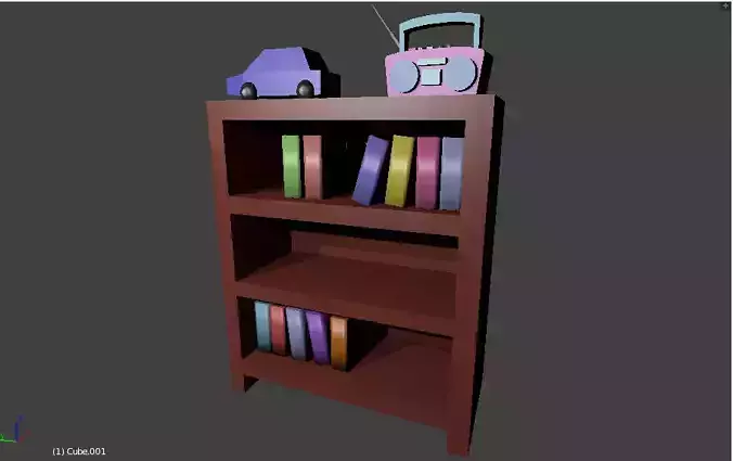 Books bookcase with and toy car