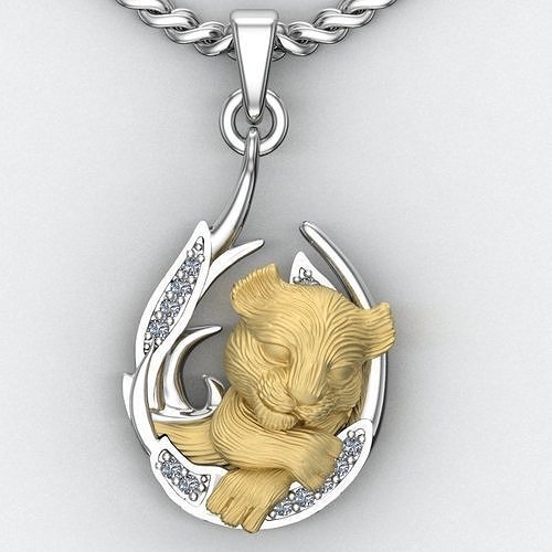 pendant little lion cub sleeping 3D print model