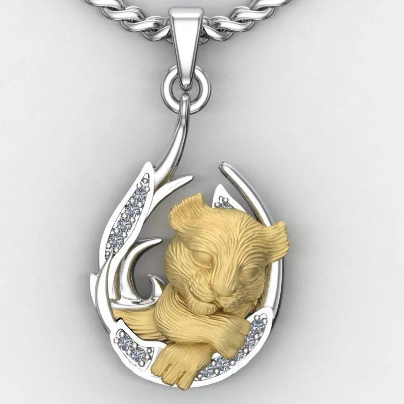 pendant little lion cub sleeping 3D print model_0
