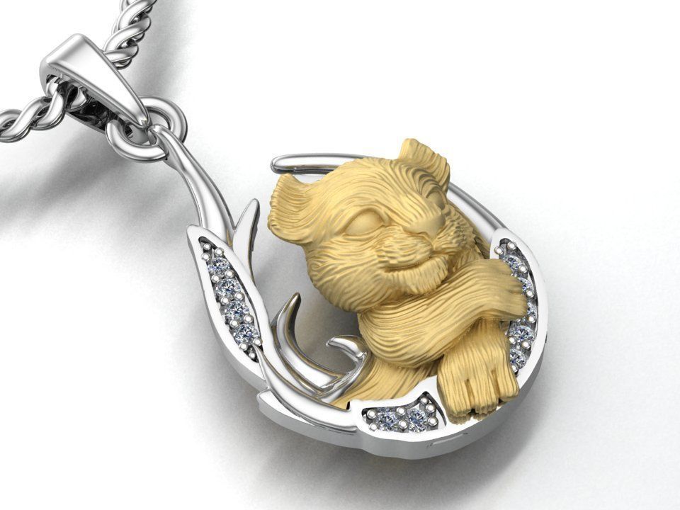 pendant little lion cub sleeping 3D print model_1