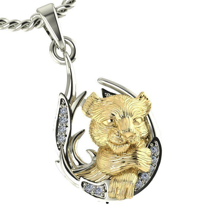 pendant little lion cub sleeping 3D print model_2