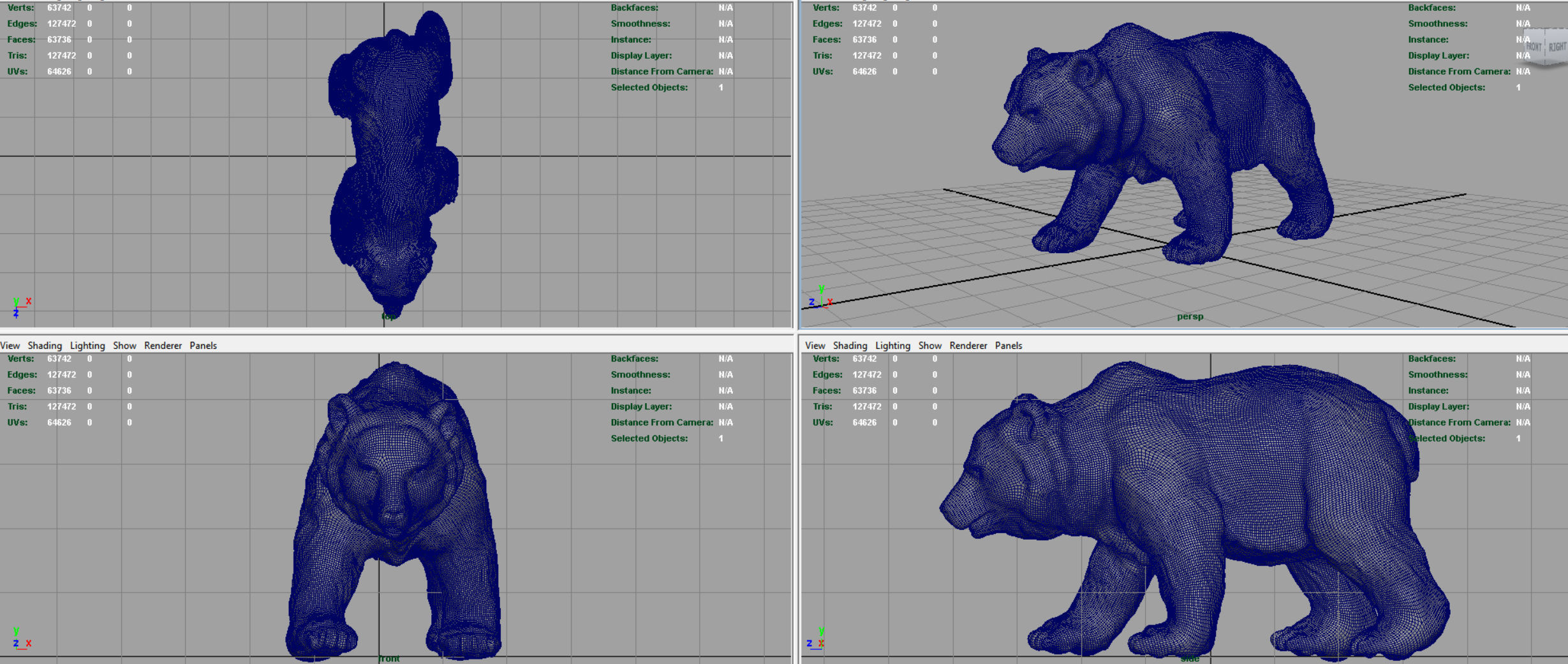GRIZZLY BEAR Low-poly 3D model_7