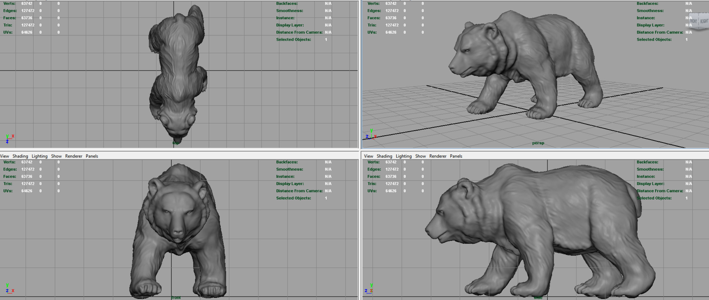 GRIZZLY BEAR Low-poly 3D model_6