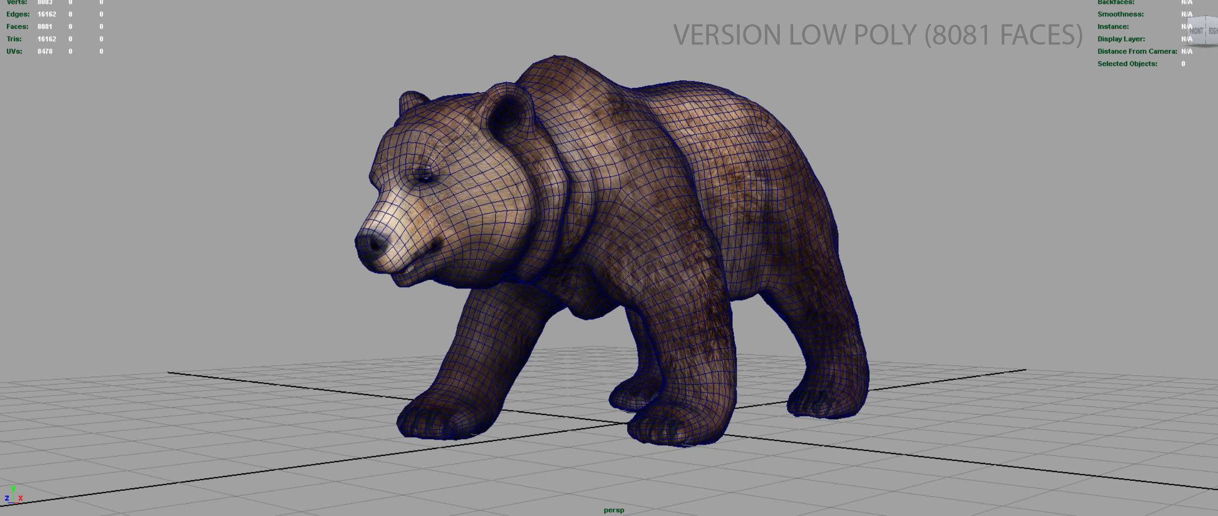 GRIZZLY BEAR Low-poly 3D model_8