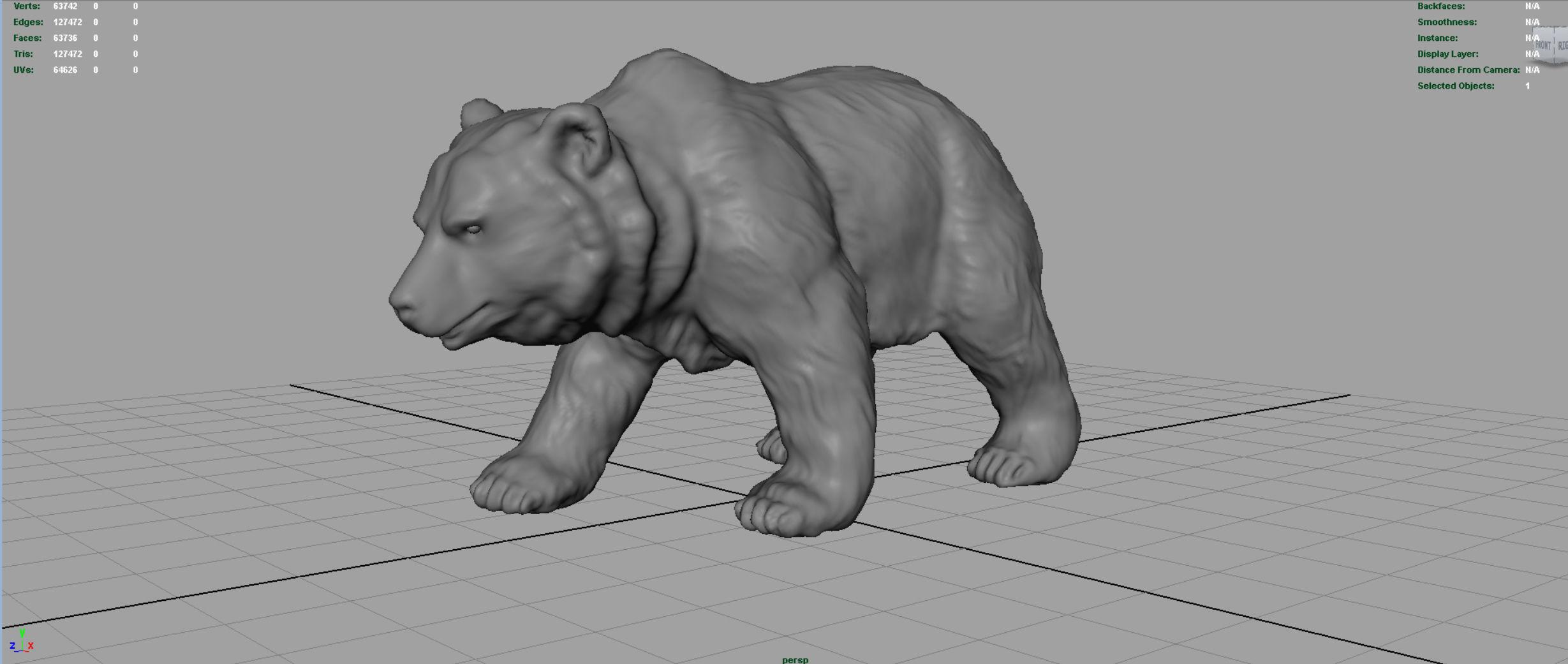 GRIZZLY BEAR Low-poly 3D model_3