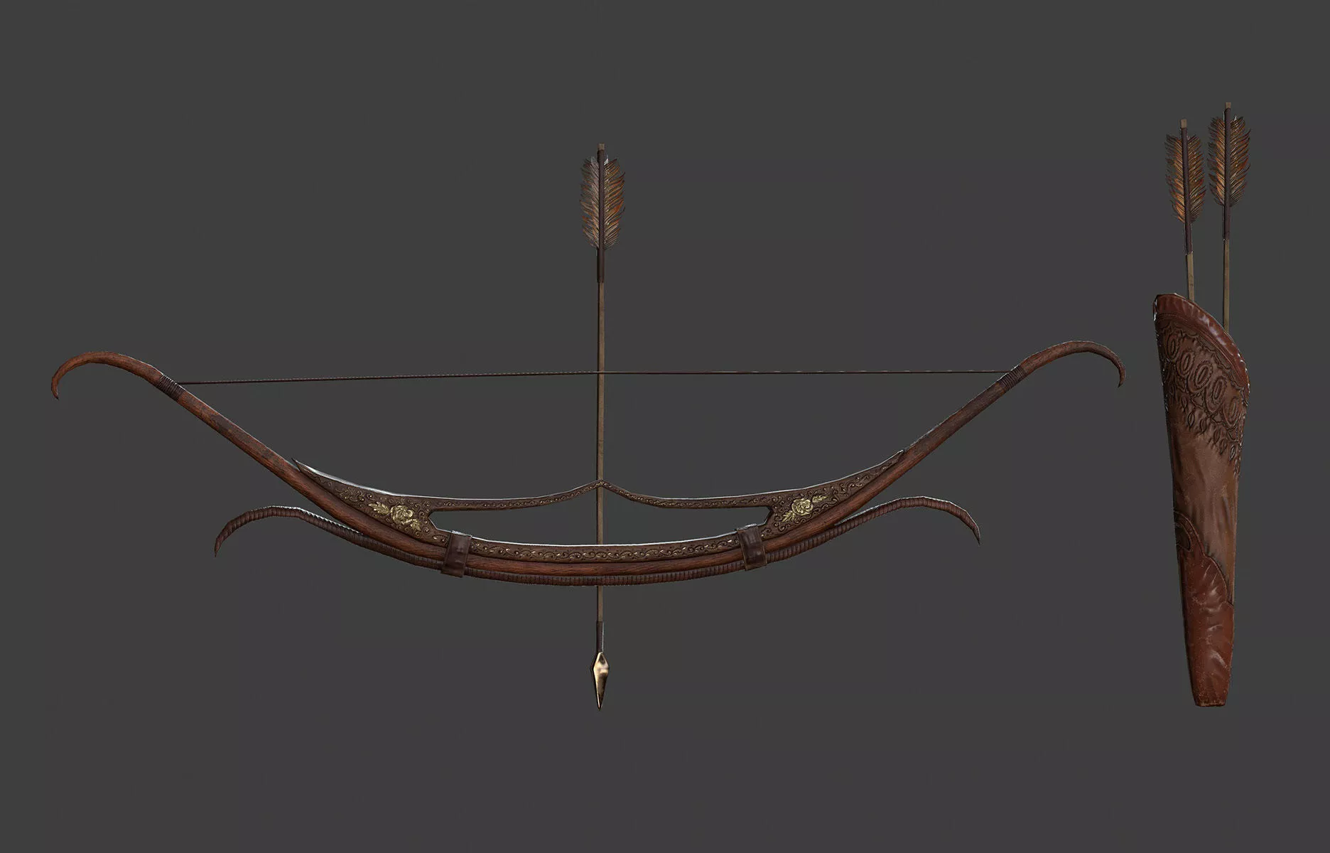 Archer Weapon - Bow Low-poly 3D model