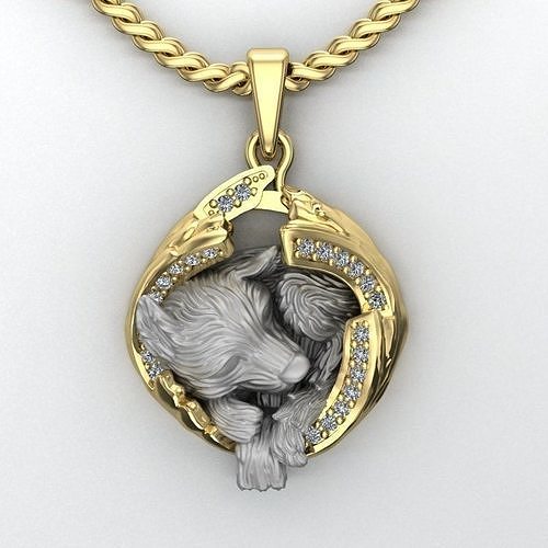 pendant little wolf cub sleeping 3D print model