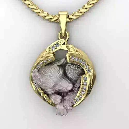 pendant little wolf cub sleeping 3D print model