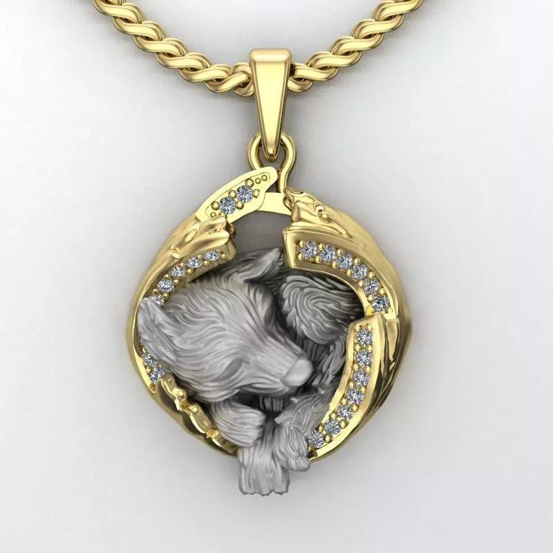 pendant little wolf cub sleeping 3D print model_0