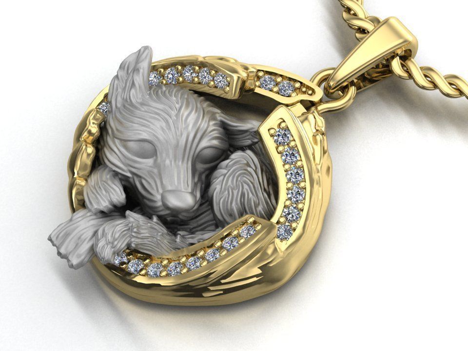 pendant little wolf cub sleeping 3D print model_1