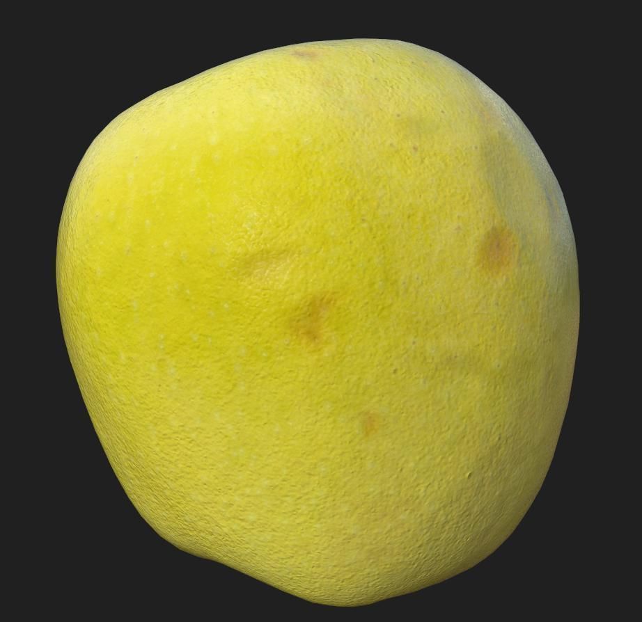 Yellow Apple Low-poly 3D model_4