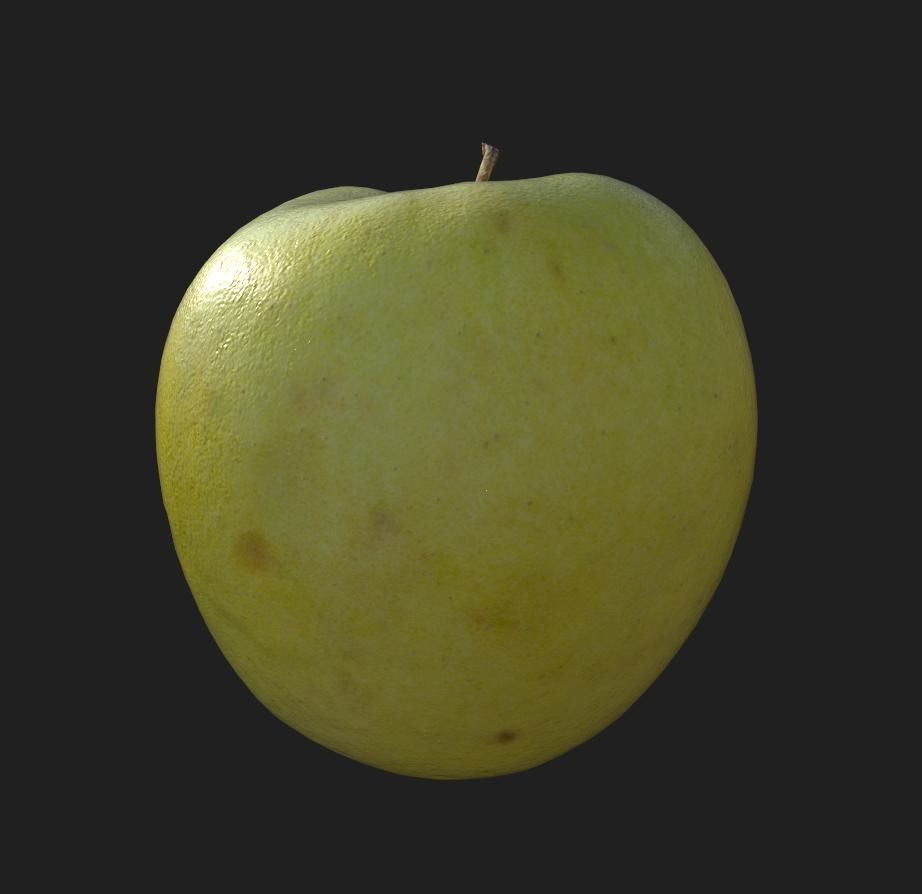 Yellow Apple Low-poly 3D model_2