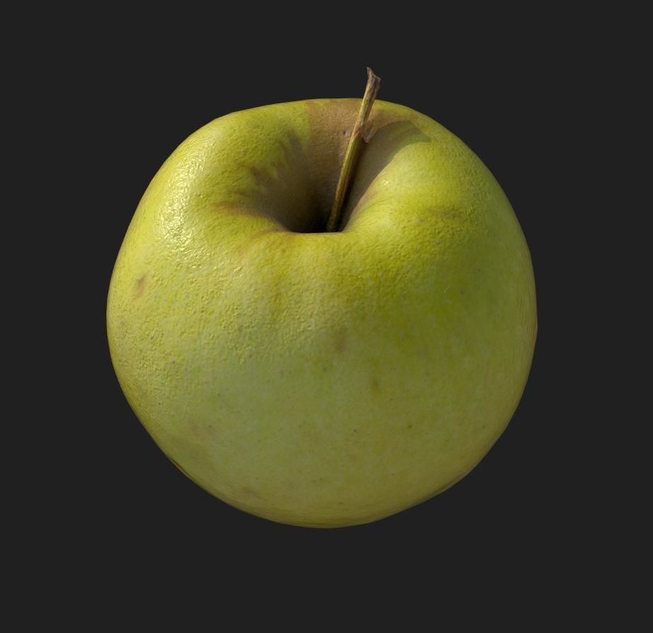 Yellow Apple Low-poly 3D model_1