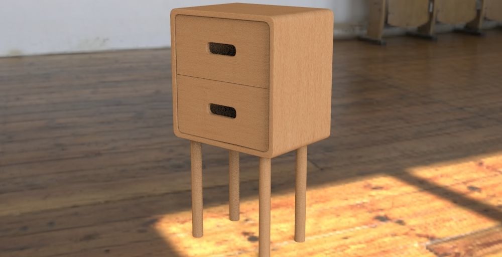 Night stand Low-poly 3D model_2