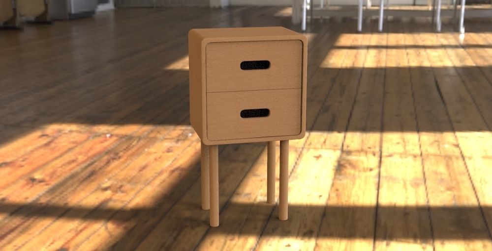 Night stand Low-poly 3D model_1