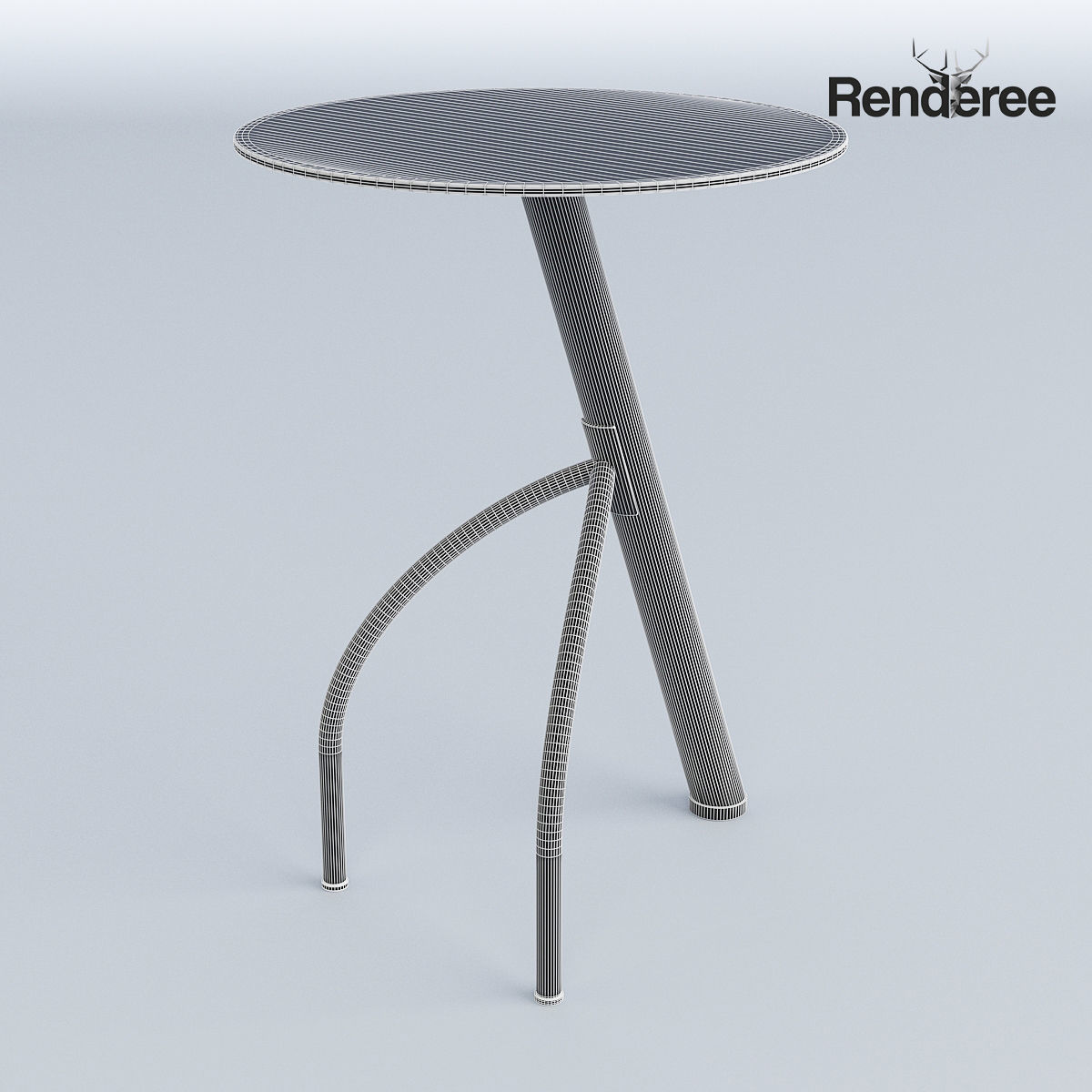 Round Glass Small Table 3D model_3
